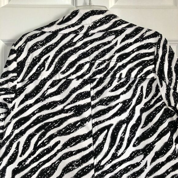 Studio Works Women's Jacket Zebra Black/White Size Medium Full Zip Lined - Picture 12 of 12